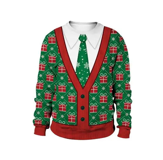 Clothing Wholesale Unisex Men Women 2026 Ugly Christmas Sweater Santa Elf Christmas Funny Fake Hair Sweater Autumn Winter Tops