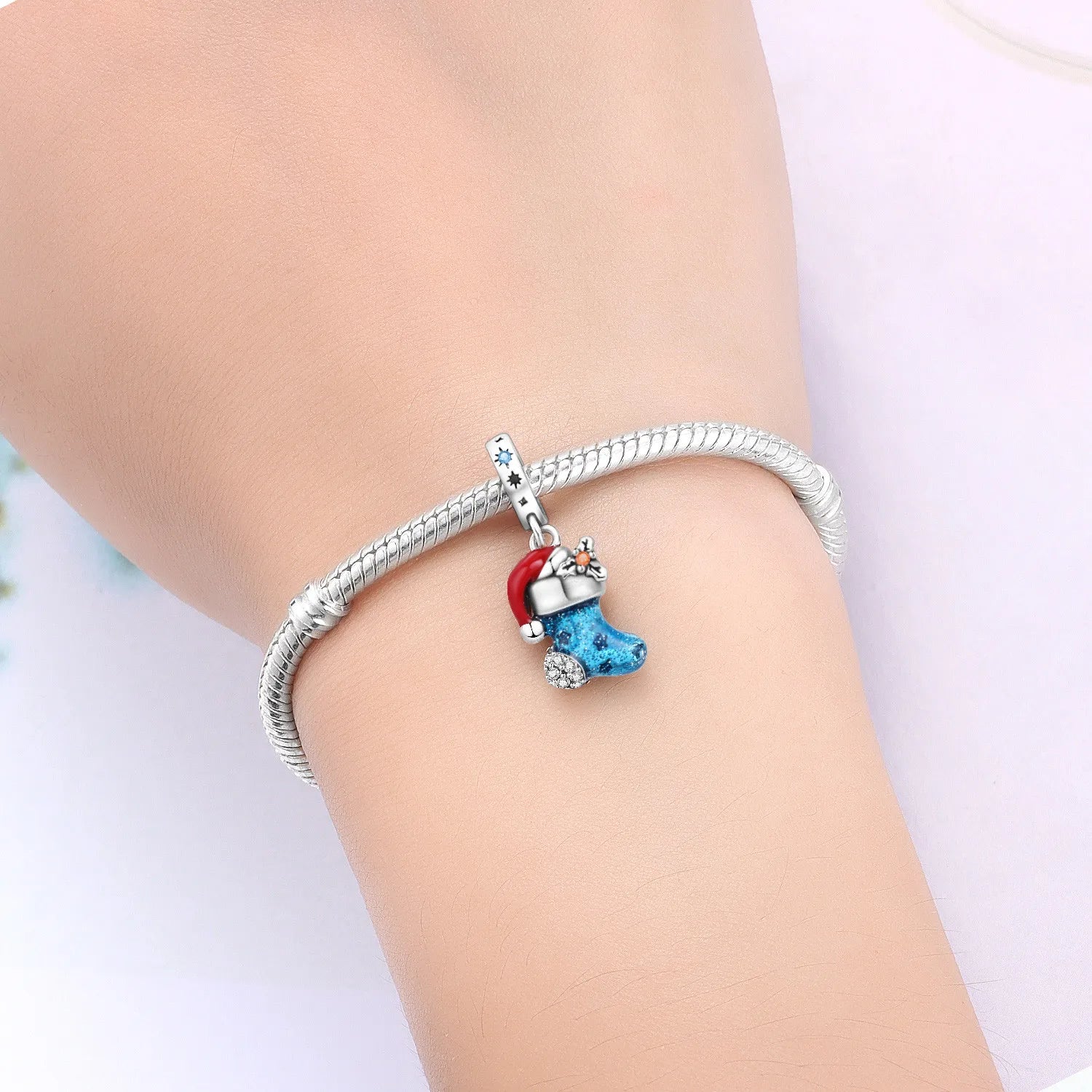 PANPOKI 925 Sterling Silver Christmas Sock Pendant Beads Original Pendants Bracelet Charm Jewelry Party DIY Trendy Gifts