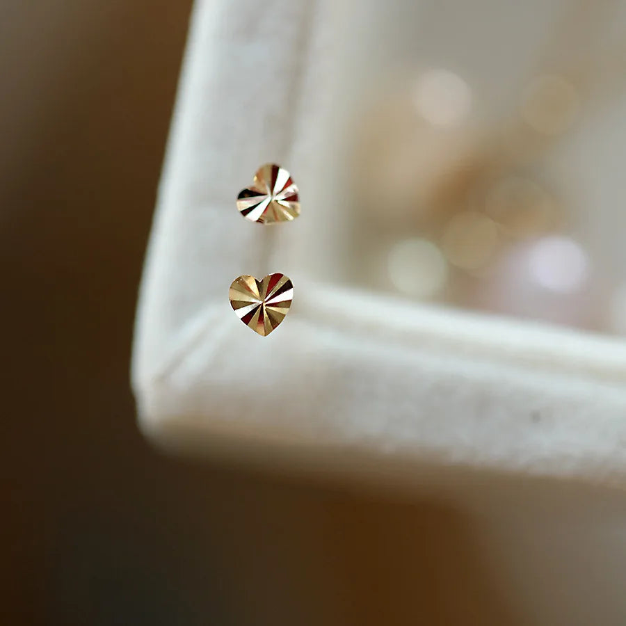 Boucles d'oreilles en argent sterling 925 plaqué or 14 carats, motif cœur exquis, pour femmes, bijoux minimalistes, polyvalents et tendance