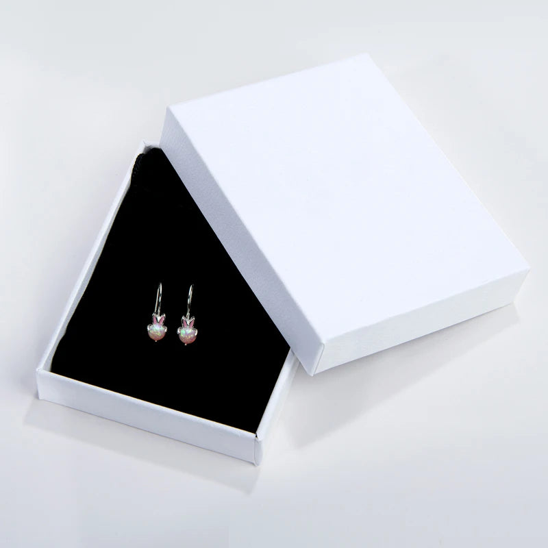 OXTAO Opal Hook Earrings Ladies 925 Sterling Silver Cute Enamel Process Rabbit for Women Daily Wear Fine Jewelry Gift Wholesale