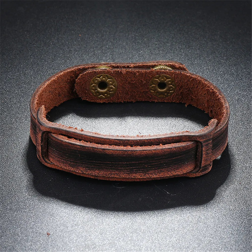 MKENDN Punk Style Multilayer Braided Leather Bracelet Vintage Men Bicycle Chain Bracelet Stainless Steel Easy Buckle Male Gift