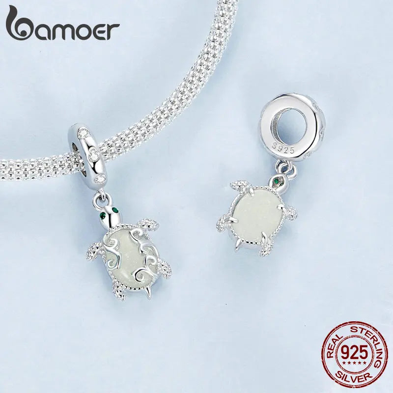 Luminous Charms Beads 925 Sterling Silver Sea Turtle Pendant Dangle Fit Original Charm Bracelet Jewelry DIY Accessories - Madeinsea©