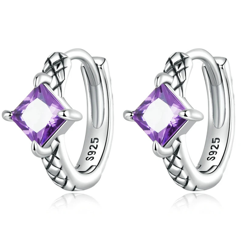 Bamoer 100% 925 Sterling Silver Original Blue Green Zircon Earrings Main Stone for Women Anniversary Wedding Fine Jewelry Gift