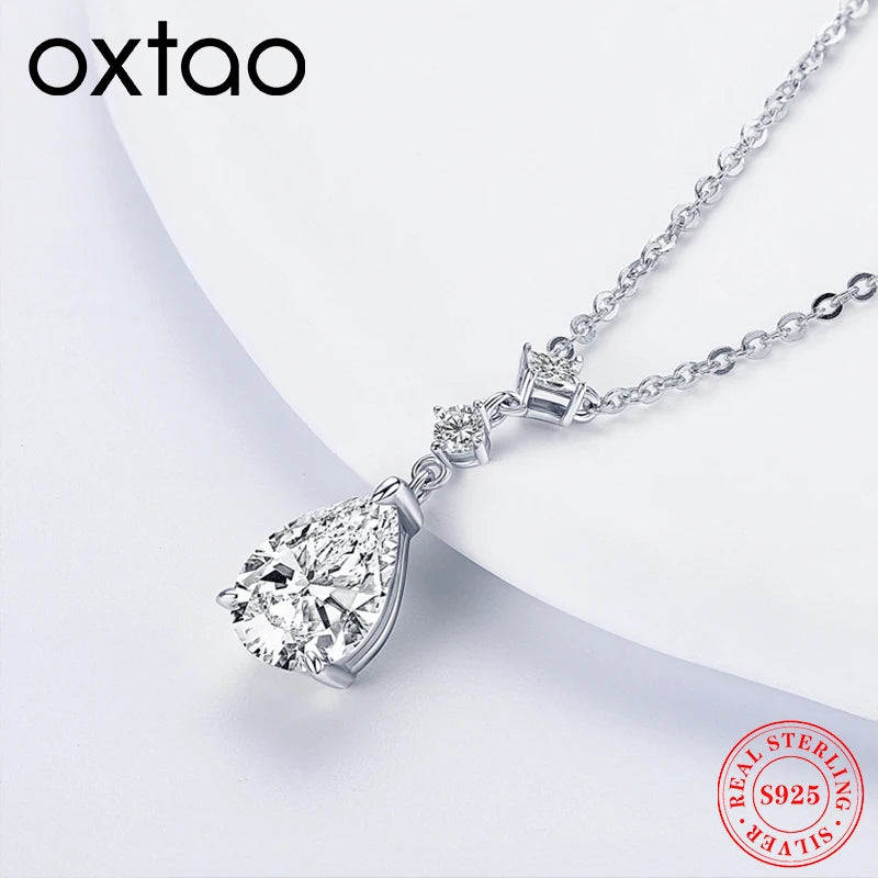 OXTAO 7x10mm 2.0ct Adjustable Water Drop Shape Moissanite Pendant Necklace Women's 925 Sterling Silver Luxury Jewelry Party Gift