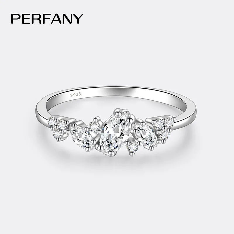 PERFANY 0.58CT Marquise Cut Moissanite Women's Ring S925 Pure Silver Laboratory Cultivated Diamond Fashion Design Jewelry - Madeinsea©