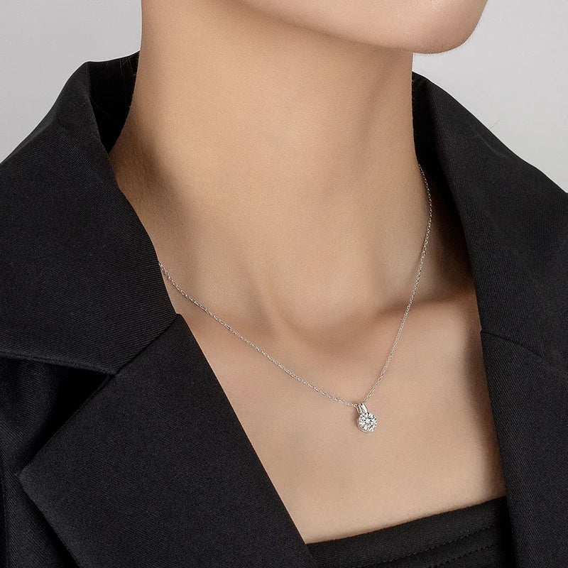 PERFANY 1-3CT Moissanite Necklace for Women S925 Pure Silver Laboratory Diamond Pendant Classic Fashion Jewelry Party Gift - Madeinsea©
