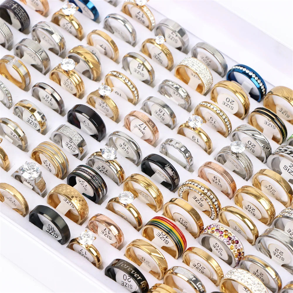 20 Stücke Mode Klassische Glatte Hohl Streifen Punk Spike Edelstahl Ringe für Männer Frauen Schmuck Party Geschenke Mix Größe Stile