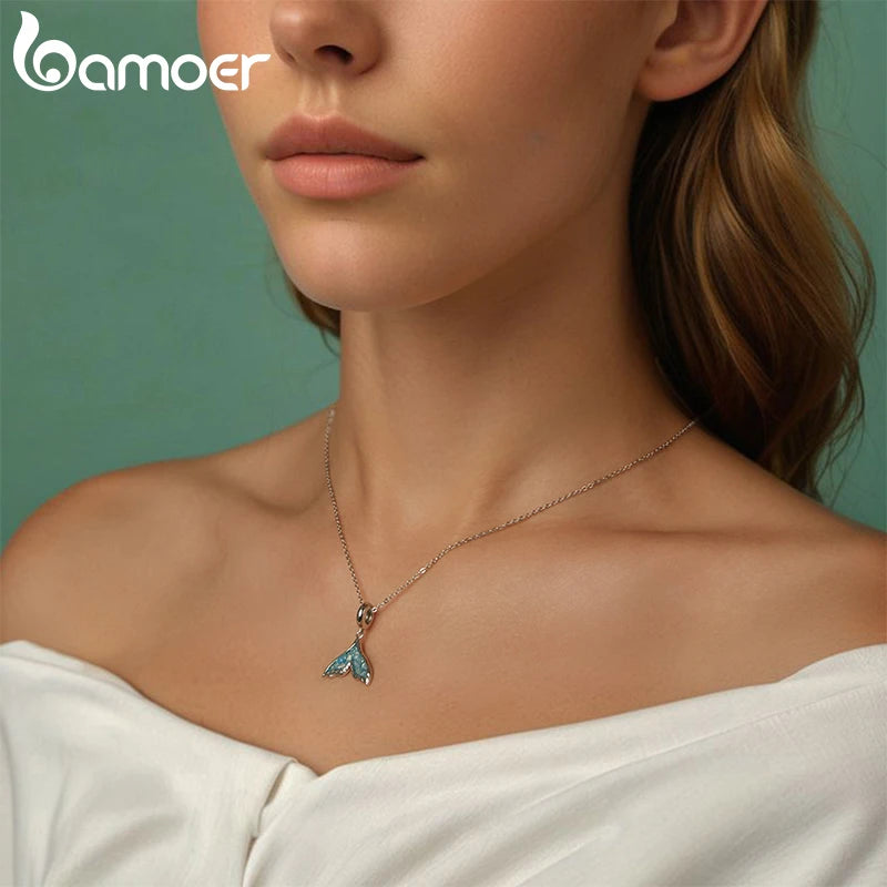 BAMOER Solid 925 Sterling Silver Mermaid Tail Pendant fit Original Bracelet DIY Bamoer Charm for Jewelry Making SCC2911