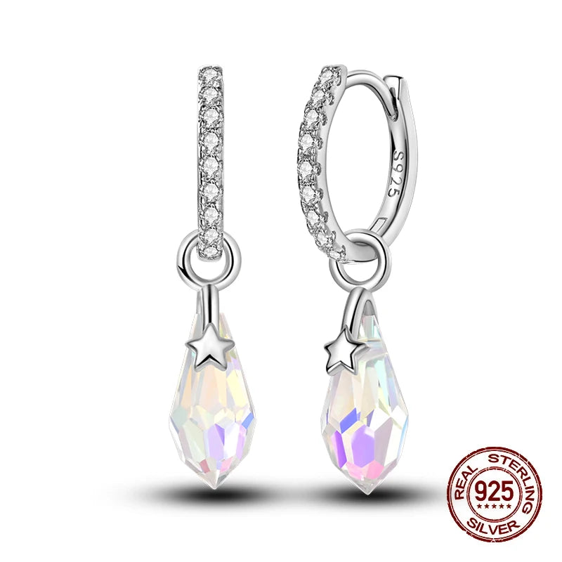 Earrings 925 Silver Shining Heart Shaped Zircon Butterfly Hoop Earrings For Women Engagement Birthday Proluxe Fine Jewelry Gift