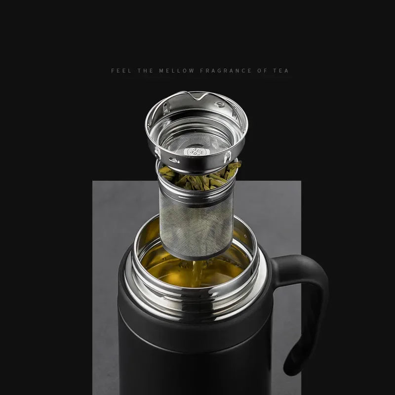500/650ml Digital Display Thermos Cup with Tea Infuser Premium Stainless Steel Vacuum Flasks Portable Handgrip Tea Mugs