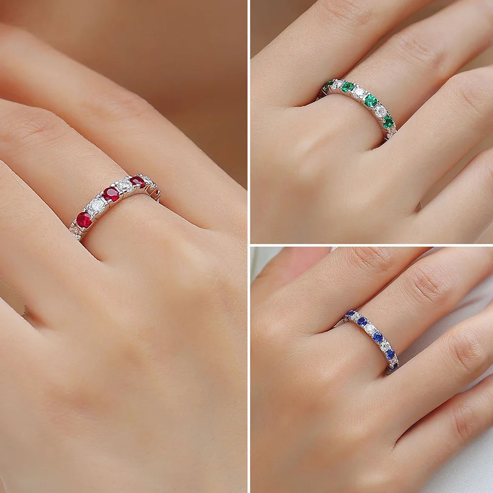 Serenity 3mm D Color Moissanite Rings Women Anniversary Gift S925 Sterling Silver Rings Sapphire Ruby Emerald Bands Fine Jewelry - Madeinsea©