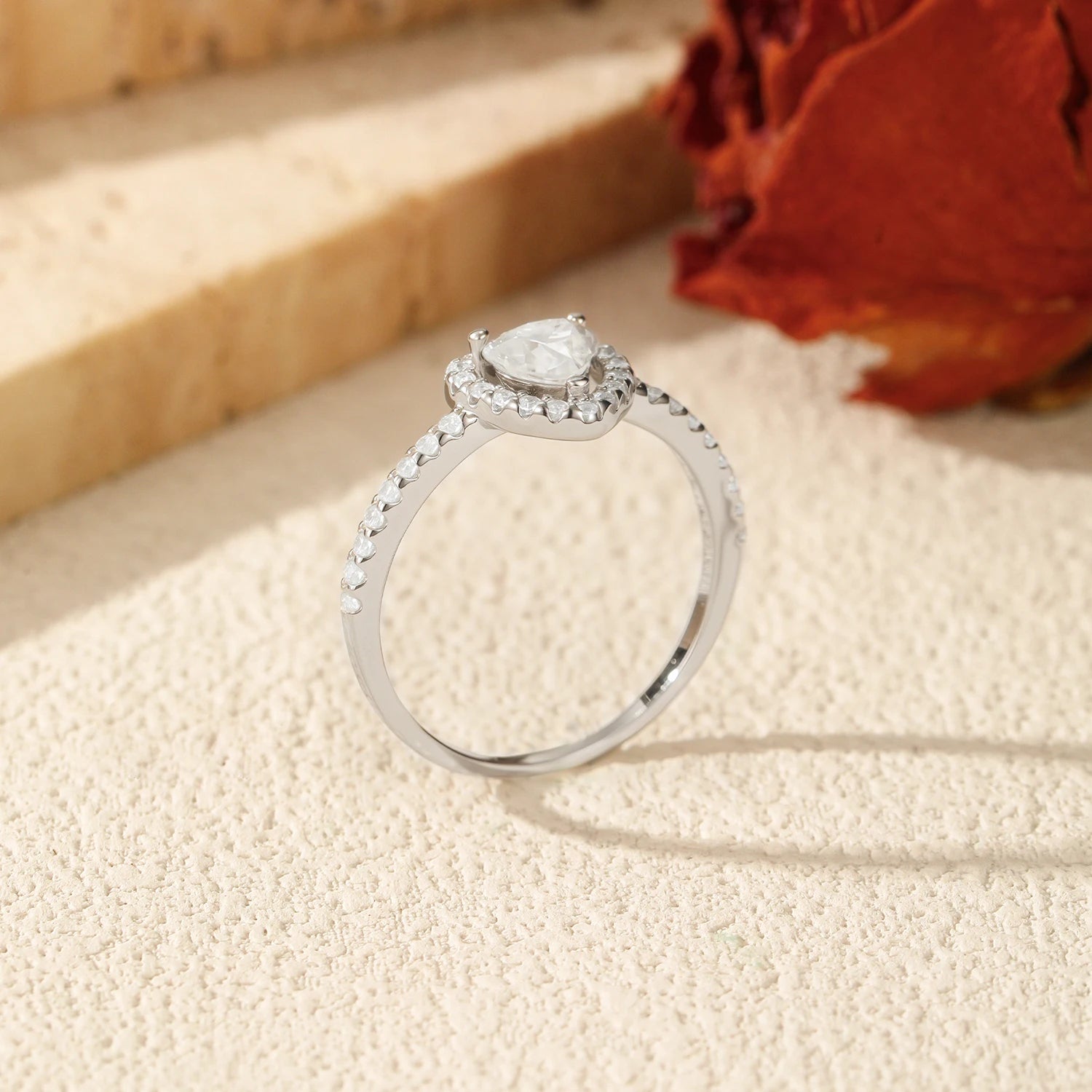 MODIAN D Color Heart  Moissanite Wedding Rings 925 Sterling Silver Luxury Halo Classic Rings For Women Dating Fine Jewelry