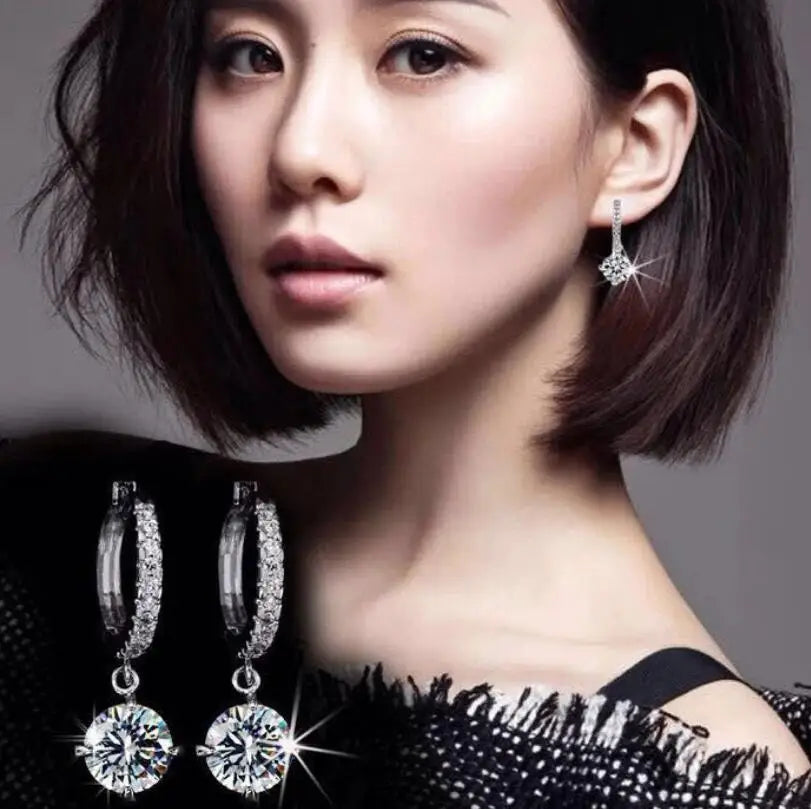 1ct Moissanite Drop Earring for Women Sparkling Diamond Earrings S925 Sterling Silver White Gold Plated Wedding Jewelry