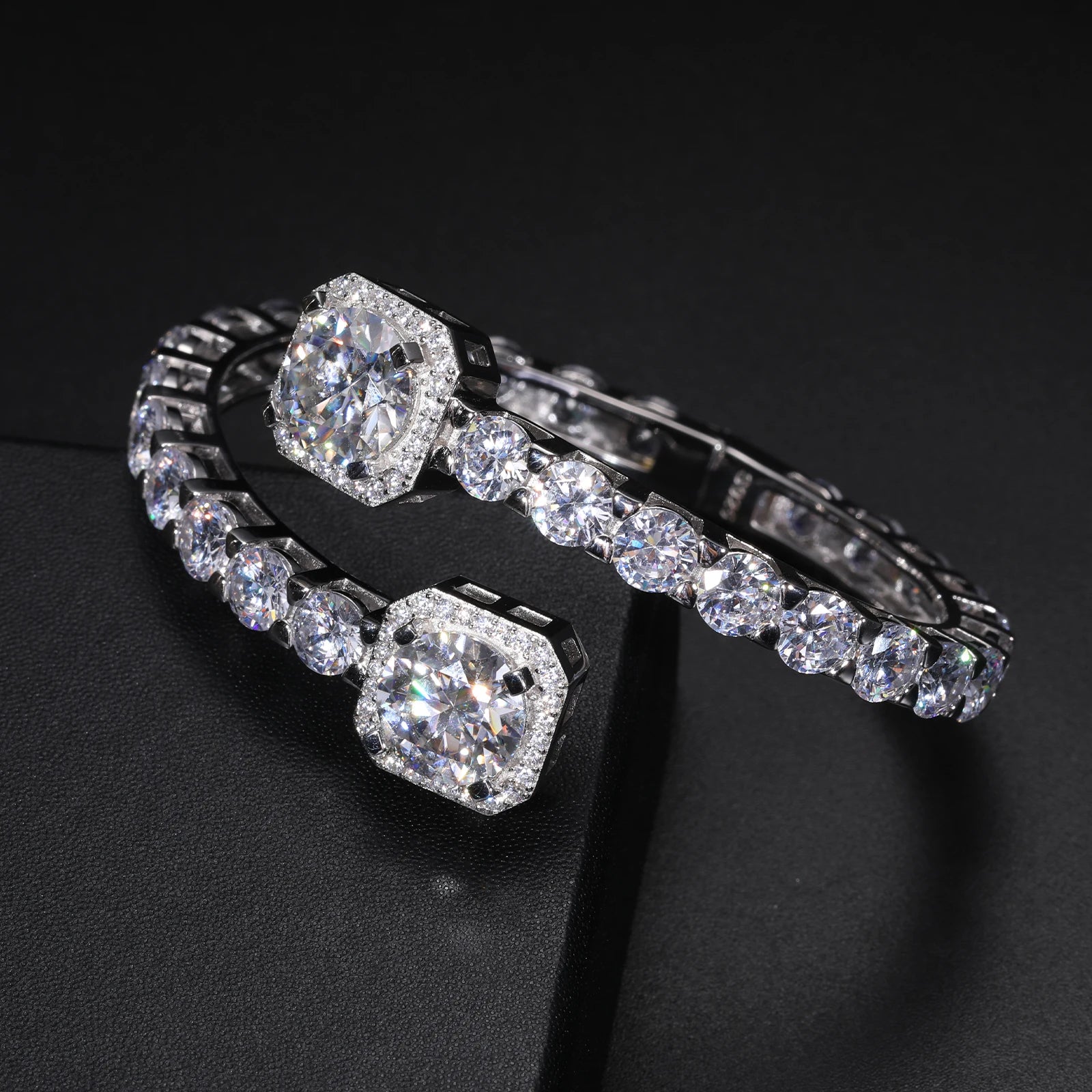 Super Luxurious Fine Jewelry VVS1 D Color Moissanite Cuban Chain Bracelet Unisex For Men Hip Hop Jewelry