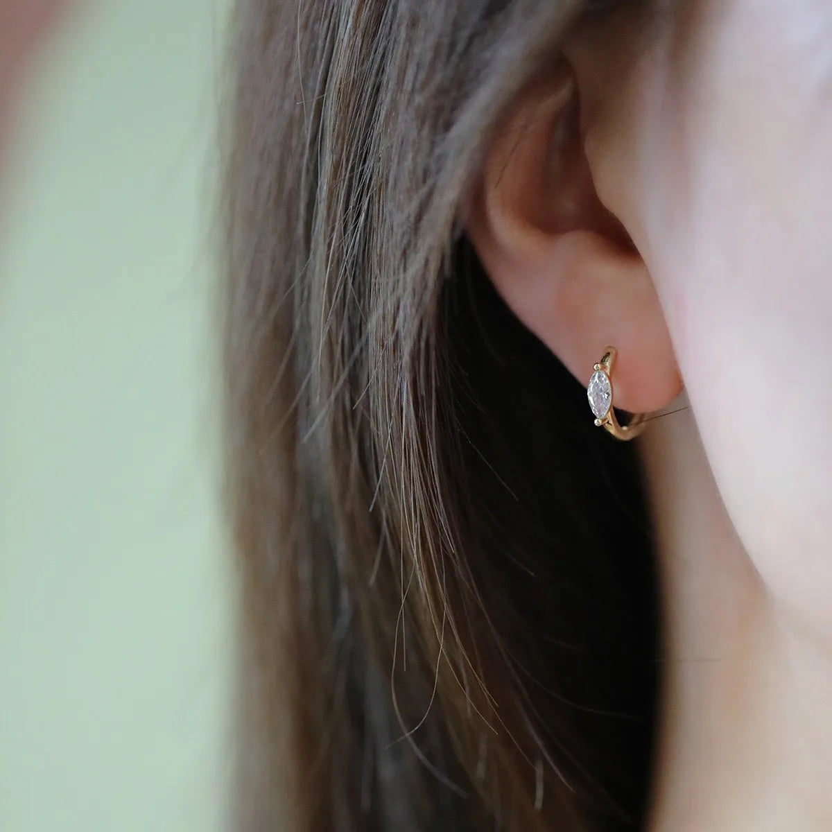 925 Sterling Silver Plated 14K Gold Geometric Zircon Earrings for Women Simple Elegant Exquisite Ear Accessories