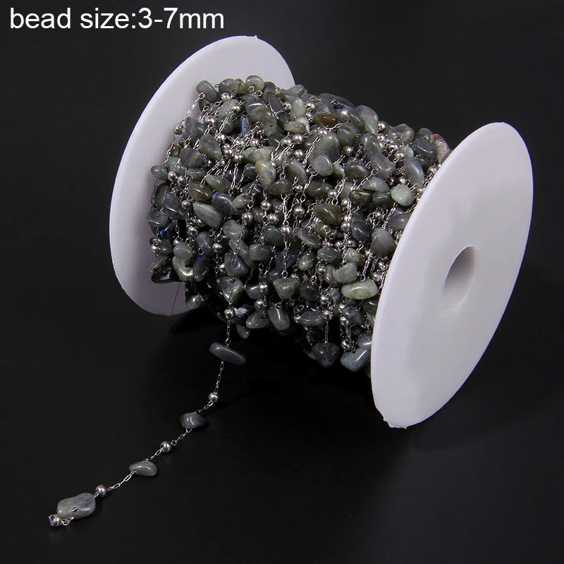 Natural Quartzs Stone Stainless Steel Chips Beads Chains For DIY Bohemia Jewelry Making Women Necklace Choker Bracelet Handmade - Madeinsea©