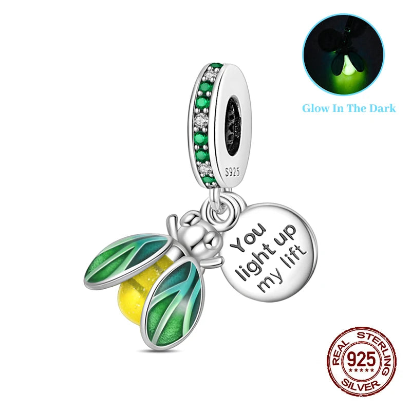Classic 925 Sterling Silver Beads Luminous Firefly Star Chameleon Charms Pendants Fit Original Bracelet DIY Jewelry For Woman