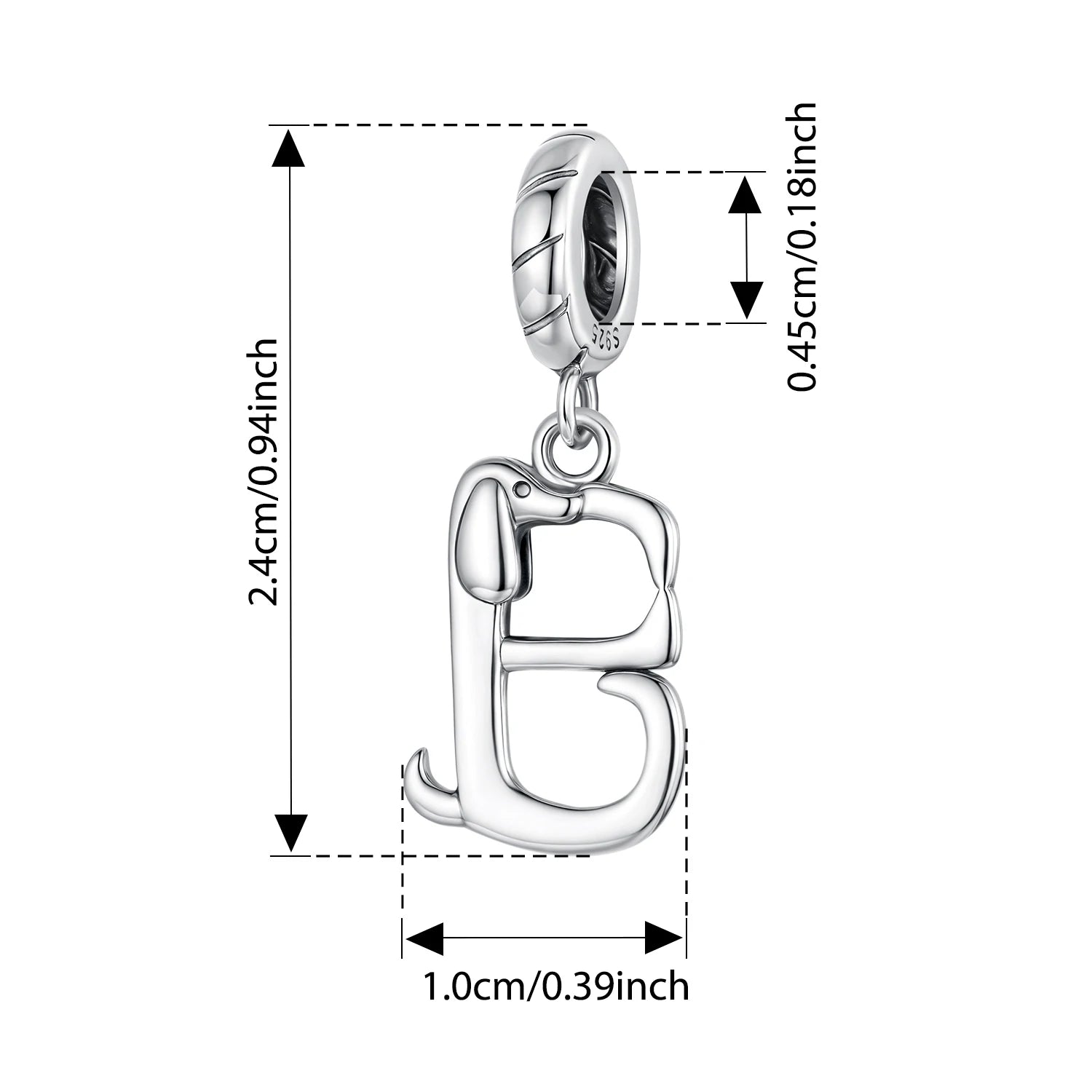 BISAER 100% 925 Sterling Silver Letter Charm Bead Cute Dachshund Dog Pendant For Women DIY Bracelet & Necklace Fine Jewelry Gift