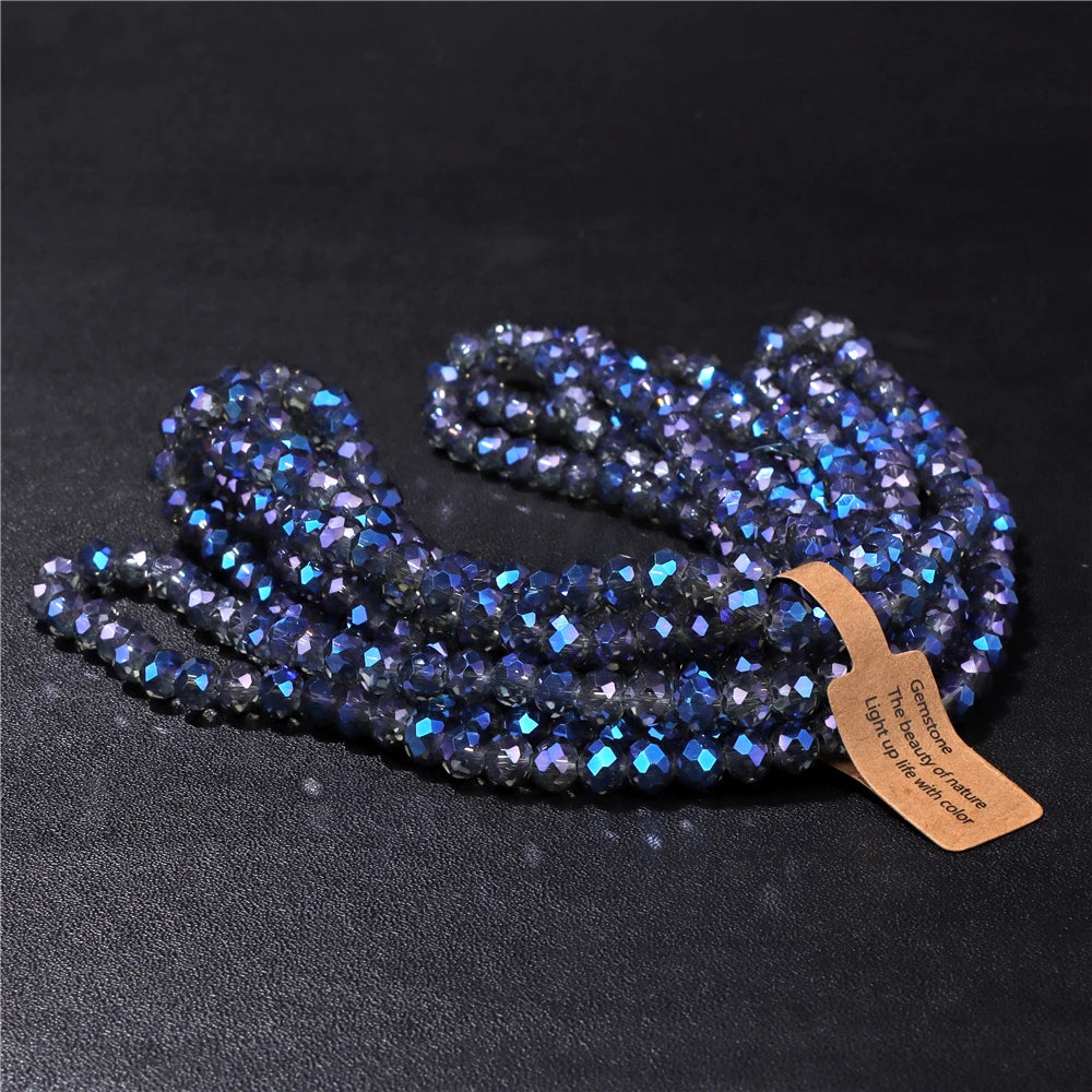 4x6MM/5X8MM Rondelle Crystal Glass Beads AB Color Faceted Loose Spacer Bead For Jewelry Making Clothing Handmade DIY 1 Strand