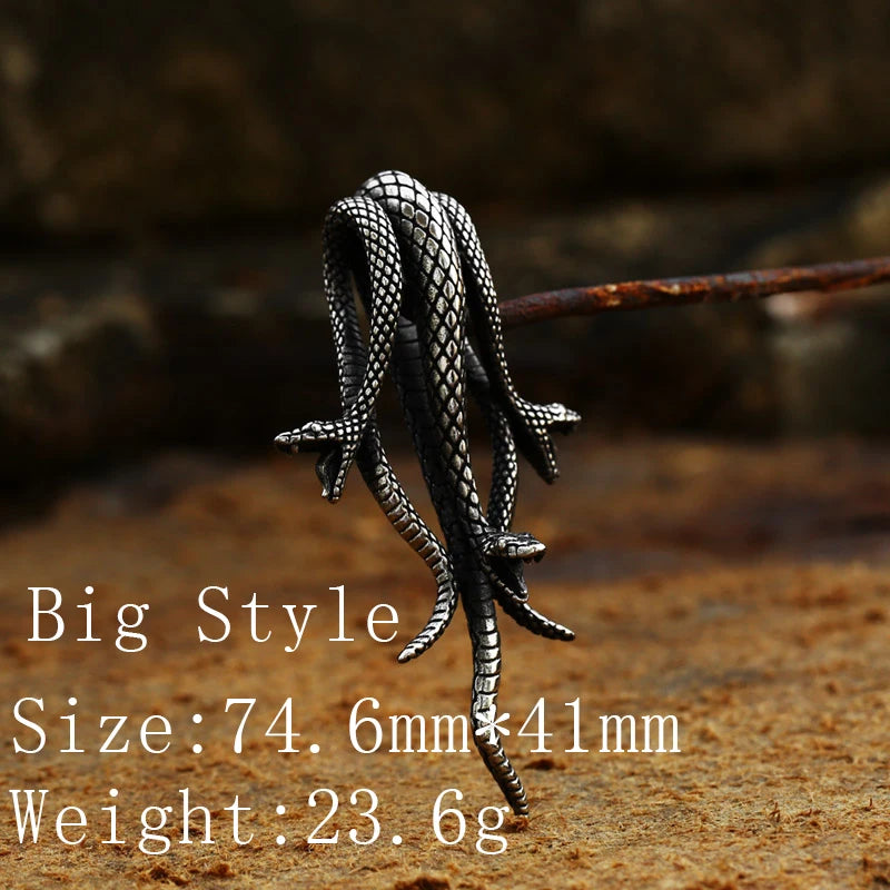 Fashion Vintage Women Men Snake Stainless Steel Pendant Chain Necklace Jewelry BP8-492