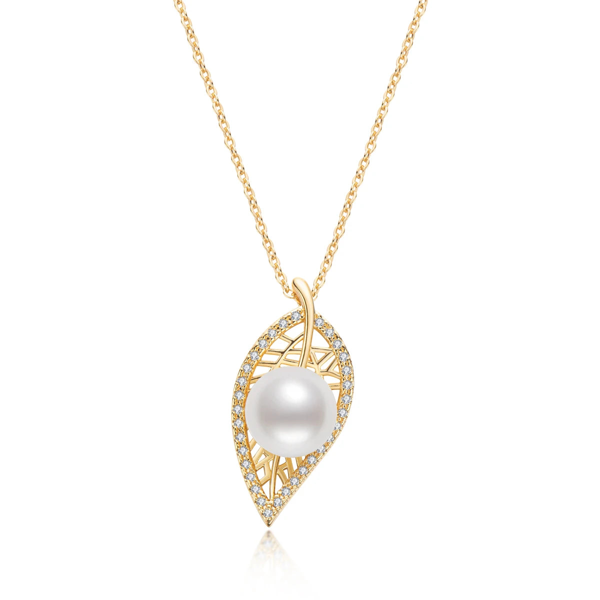 OXTAO Freshwater Pearl Leaf Pendant Necklace 14K Gold Filled for Women Clavicle Chain Necklace Exquisite Jewelry Gift wholesale