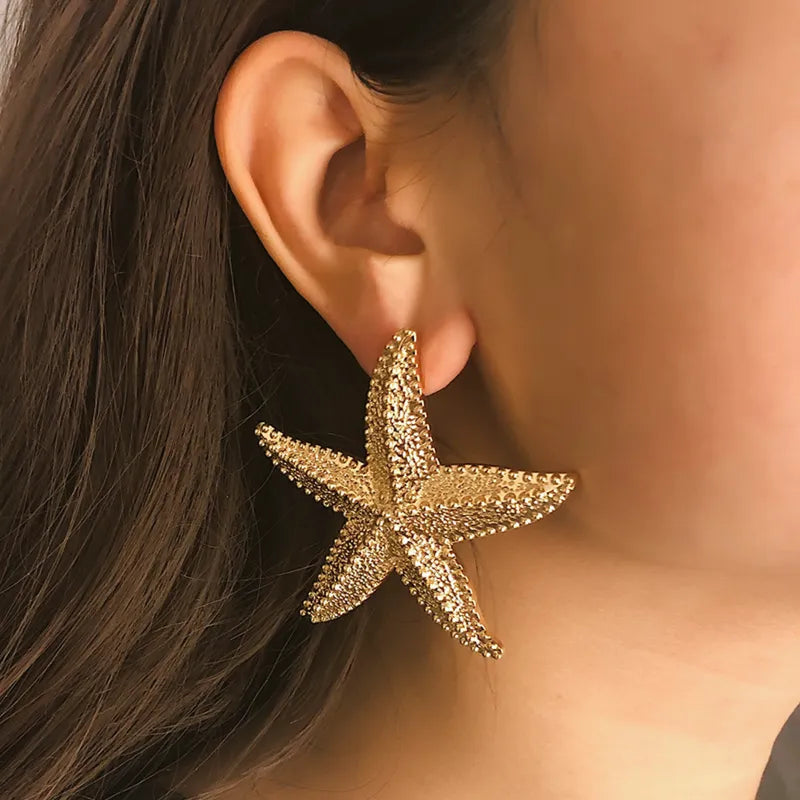 Summer Golden Starfish Earrings for Women