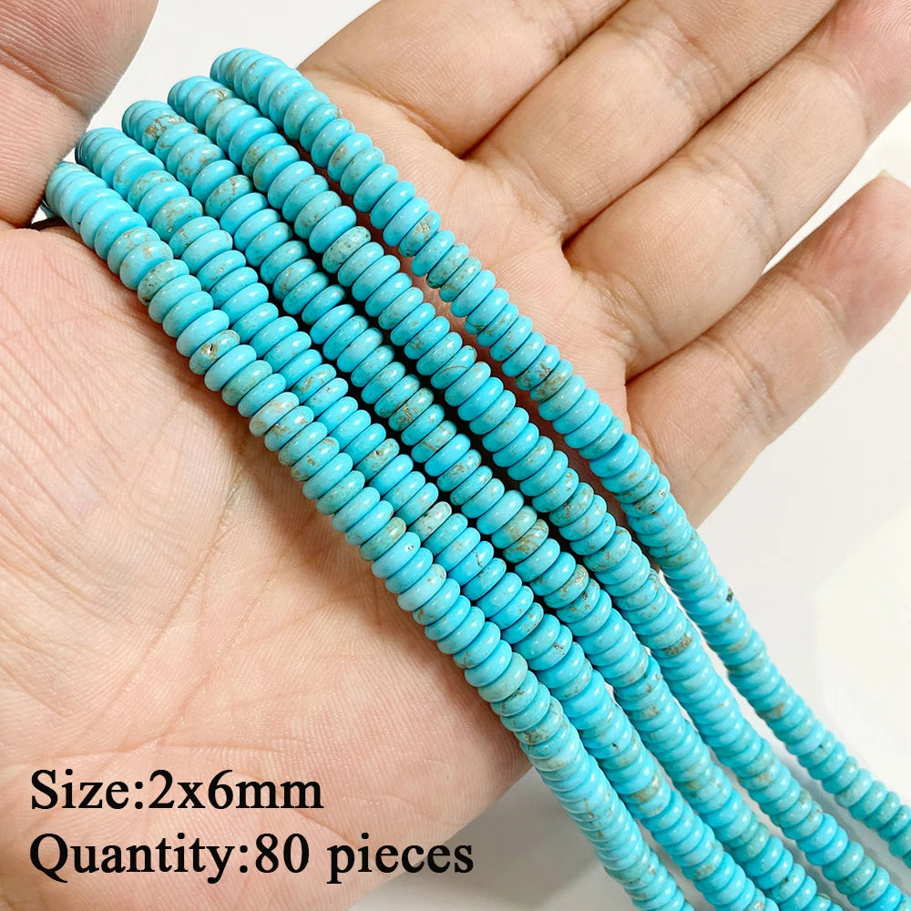 Wholesale Blue Turquoise Stone Beads Round Square Rondelle Irregular Loose Spacer Bead For Jewelry Making DIY Bracelet Necklace