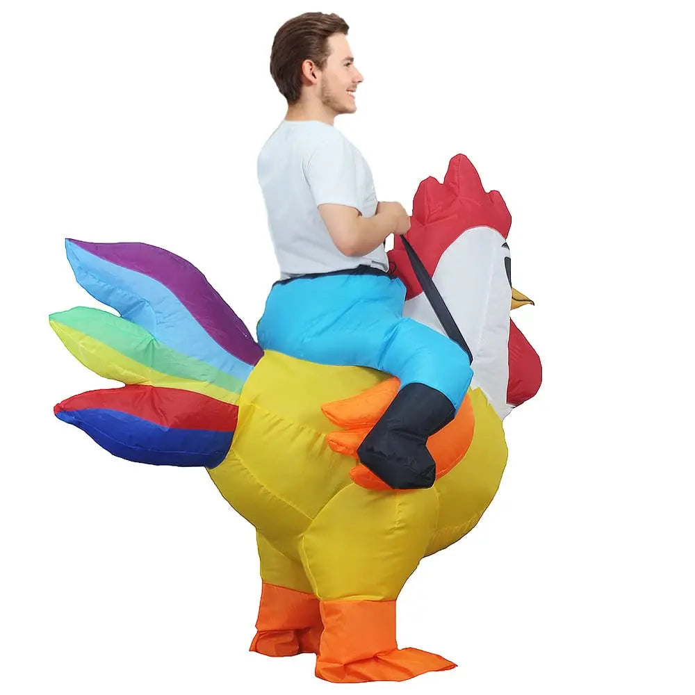 Inflateable Rouster Inflatable Rooster Costume for Adult Kids Fancy Blow Up Suit for Hallo