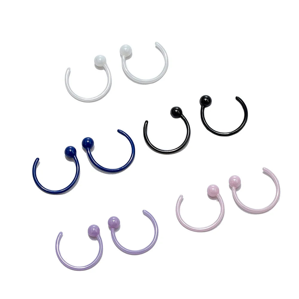 MKENDN 10MM Classical Hoop Earrings Hypoallergenic Bioceramic Earrings for Healing Piercings Medical Grade Studs Ear Gifts - Madeinsea©