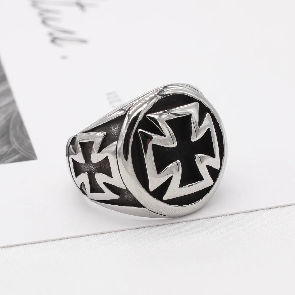 Retro Croix de Guerre Ring For Men Cross Accessories Silver Color Punk Gothic Adjustable Open Ring Unisex Alloy Jewelry Man Gift - Madeinsea©