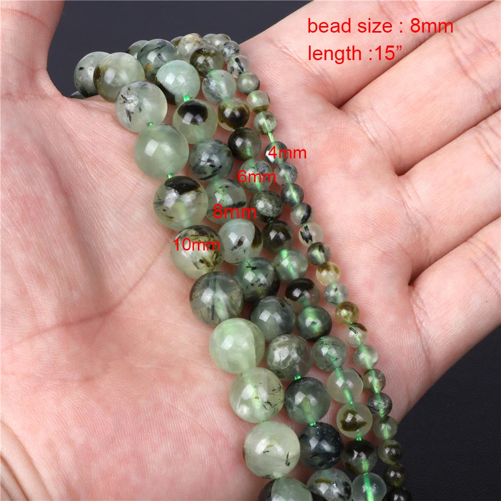 Natural Stone Beads Green Prehnites Round Faceted Loose Spacer Raw Chip Bead For Jewelry Making Needlework Diy Bracelet Necklace