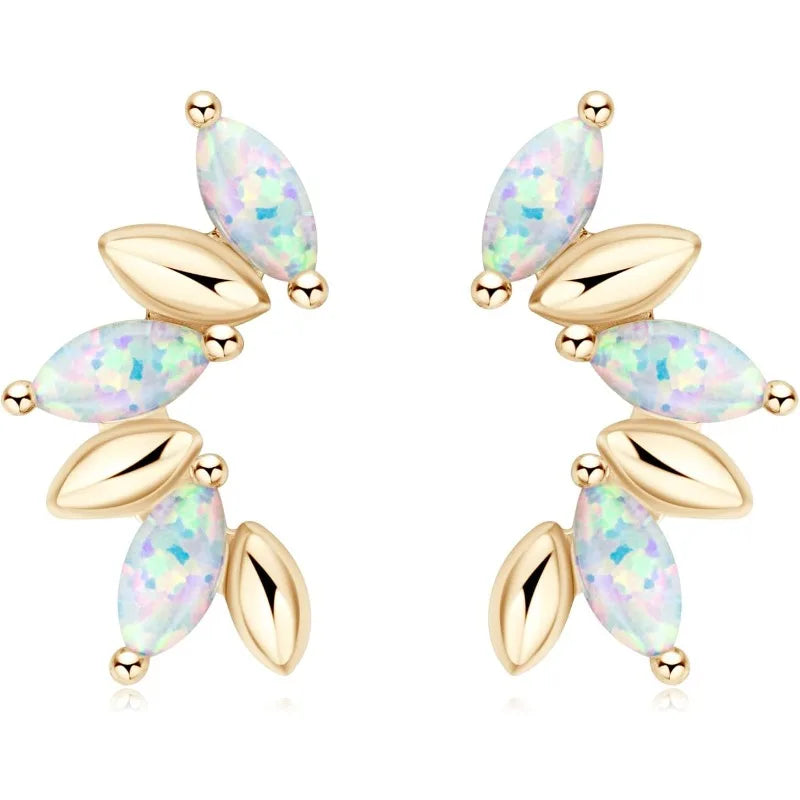 Earrings Women 925 Sterling Silver Opal Stud Ear Hoops Hypoallergenic Fashion Earring Fine Jewelry For Friend Mothers Christmas