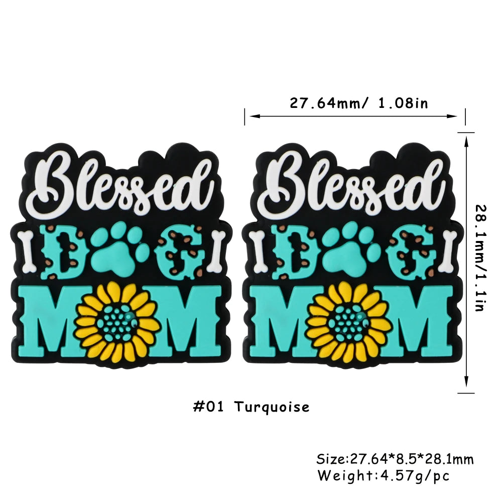 Lot de 5 ou 10 perles en silicone MOM pour la fabrication de bijoux, colliers, bracelets, accessoires de bijouterie