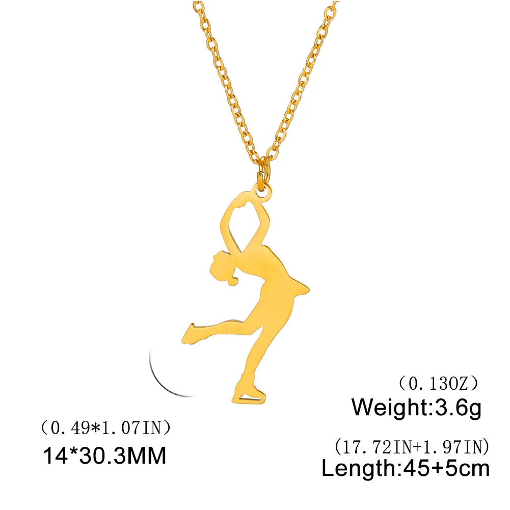 Dreamtimes Gymnastics Necklace Stainless Steel Sports Dance Artistic Gymnastics Skating Athlete Jewelry Pendant Women's Gift