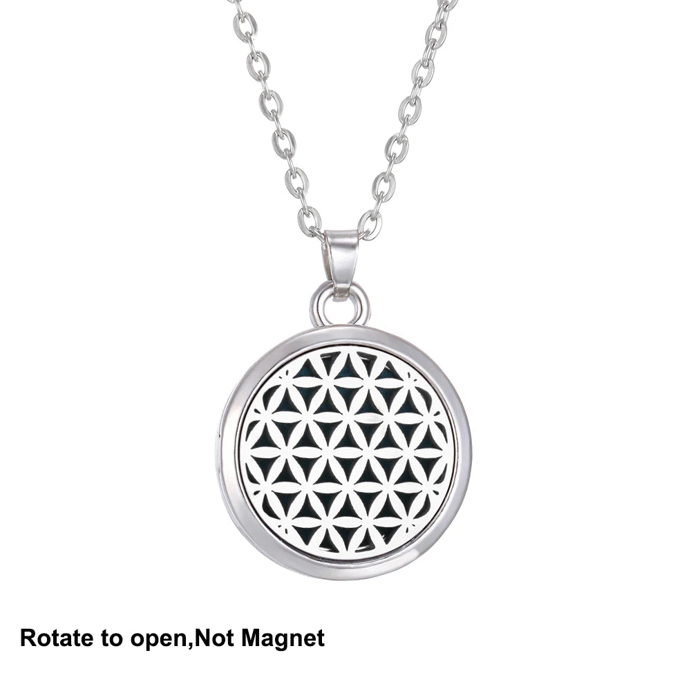 2023 New Aromatherapy Necklace Diffuser Pendant Aroma Jewelry Thread Rotate Open Locket Perfume Essential Oil Diffuser Necklace