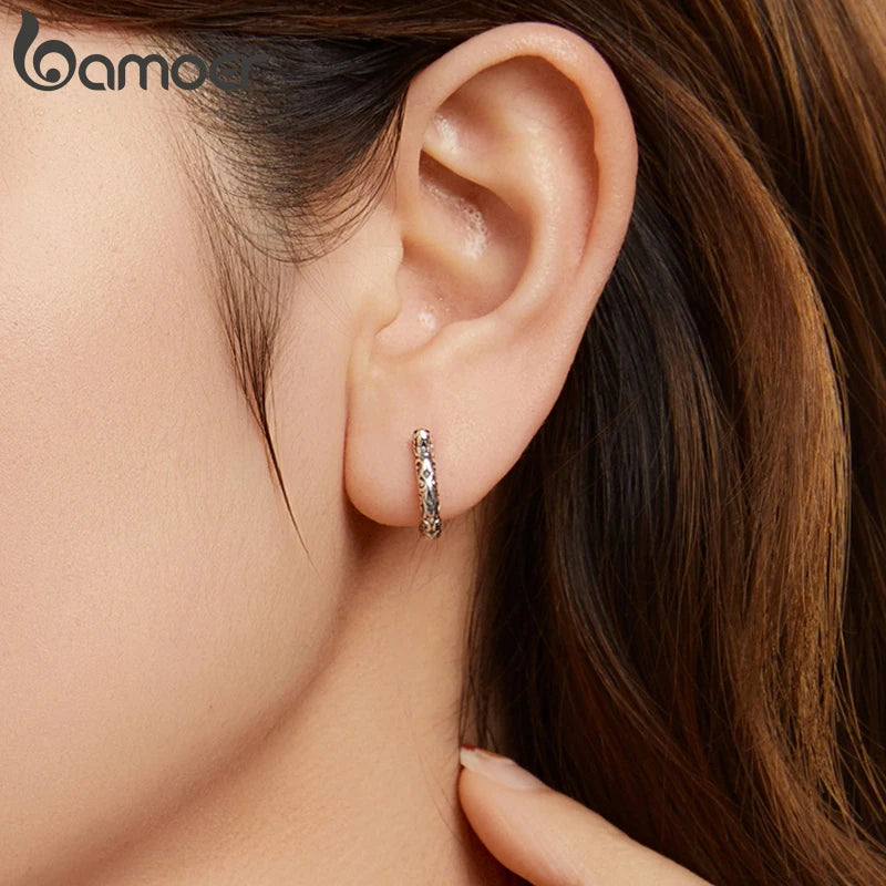BAMOER Solid 925 Sterling Silver Lucky Horseshoe Hoop Earrings Huggie for Women Teens Fashion Hoop Earrings Cartilage Earrings