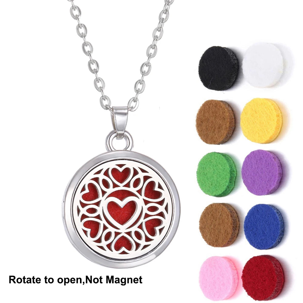 2023 New Aromatherapy Necklace Diffuser Pendant Aroma Jewelry Thread Rotate Open Locket Perfume Essential Oil Diffuser Necklace