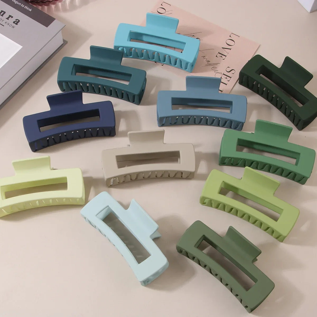 10.5CM Solid Hair Claw Elegant Hairpins Barrette Crab Hair Clips For Women Girls Korean Square Headwear Simple Hair Accessories