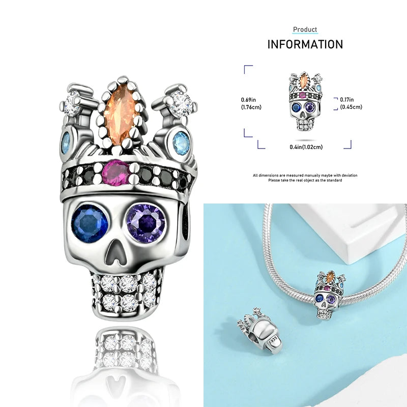 Skull Demon pumpkin Head Ghost Halloween pendant Jewelry Beads for s925 Original Bracelet Plata De Ley 925 boutique charms gift