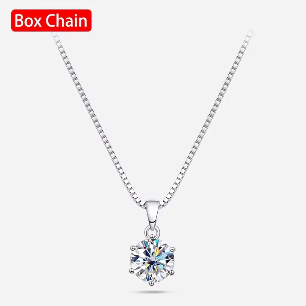 Serenty 1ct D Color Moissanite Pendant Necklace for Women Wedding Bridal 100% S925 Sterling Silver Neck Chain Plated 18K Jewelry