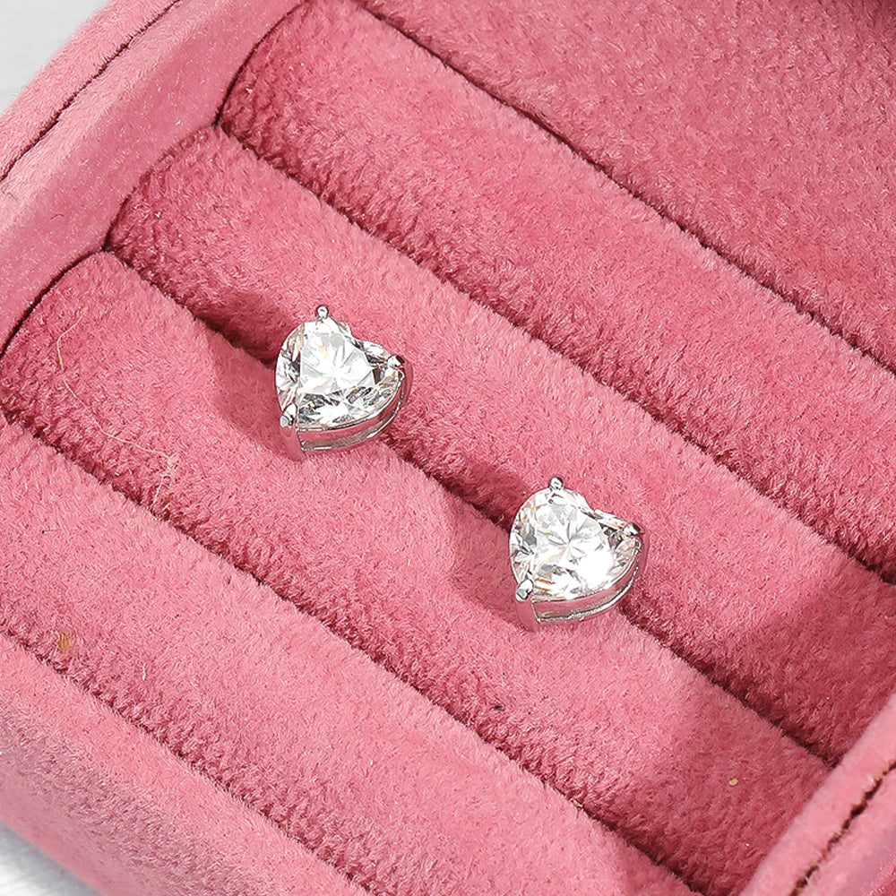 Serenity 1ct 2ct 4ct Heart Shape D Moissanite Earrings For Women S925 Silver Sparkling Stud Ear Wedding Bridal Anniversary Gift