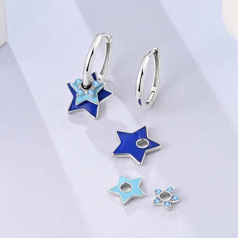 Romantic Women's 925 Sterling Silver Glass Butterfly Removable Earrings Luminous Star Date Party Wedding Exquisite Jewelry Gifts