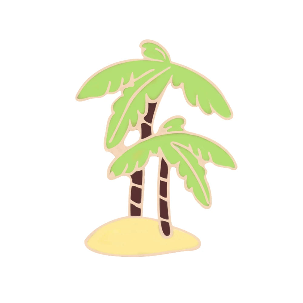 Enjoy Summer Holiday Brooch Cartoon Sea Beach Sunglasses Pins for Friends Drink Cup Ice Cream Tree Enamel Badge Bag Jewelry Gift