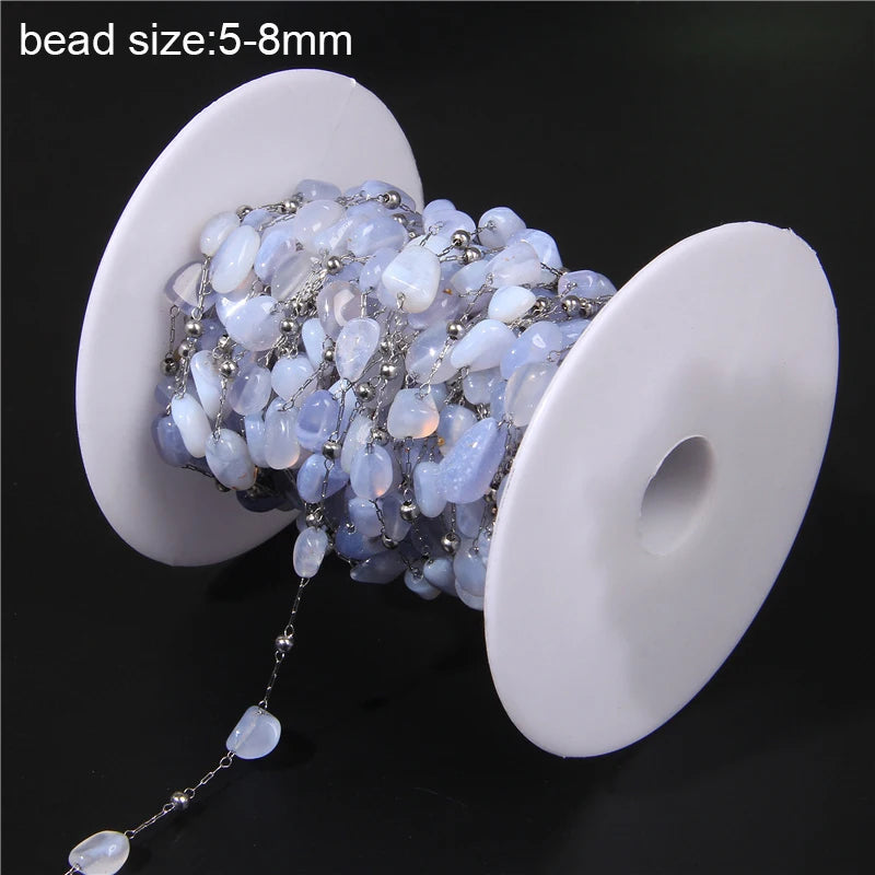 Natural Quartzs Stone Stainless Steel Chips Beads Chains For DIY Bohemia Jewelry Making Women Necklace Choker Bracelet Handmade - Madeinsea©