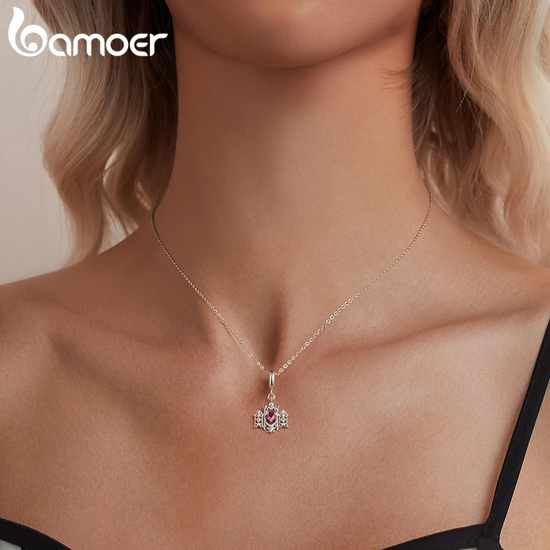 BAMOER Massiver 925 Sterling Silber Hohler Kirchen-Charm-Anhänger passend für Original-Armband, Schmuck, DIY, Bamoer Classic Charm SCC2992