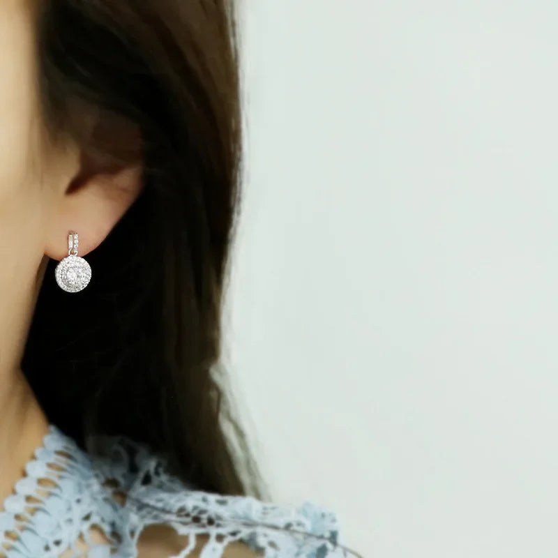 Luxury Female Earrings 925 Sterling Silver Princess Square Micro Pave Zircon Earrings for Women Jewelry Wholesale Pendientes