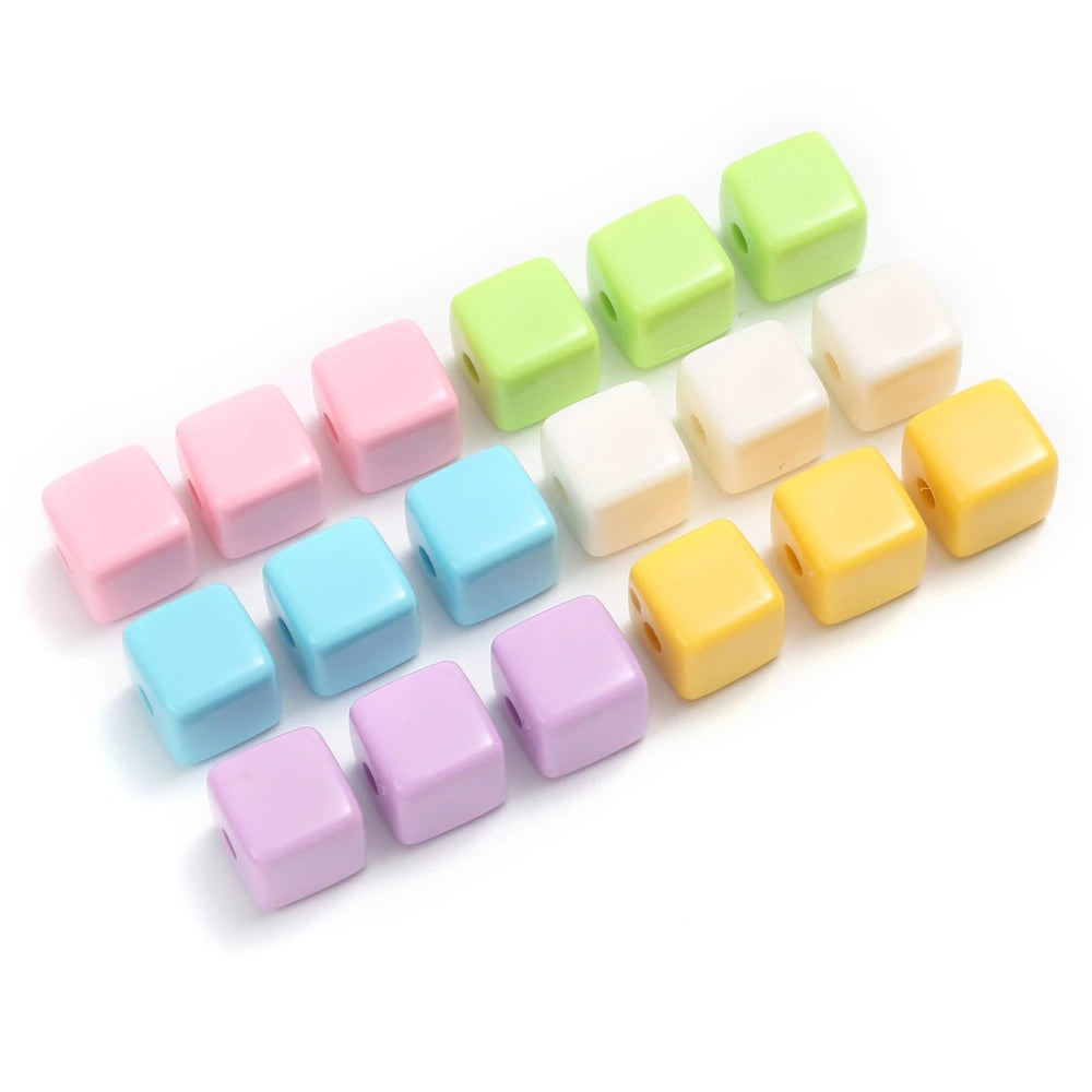 10Pcs 15mm Colorful Square Acrylic Beads Spacer Loose Bead For Handmade Jewelry Making DIY Necklace Bracelet Earrings Accessorie