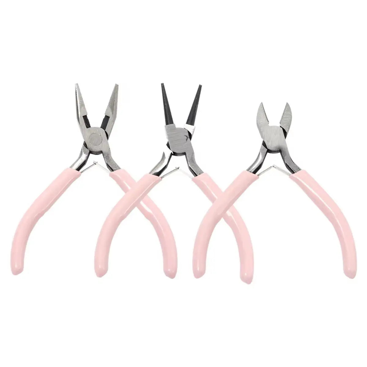 Portable 3 Color Metal Pliers Tool Set Jewelry Making Round Nose Plier Tweezers Kit for Handcrafts Beading Sewing DIY Supplies