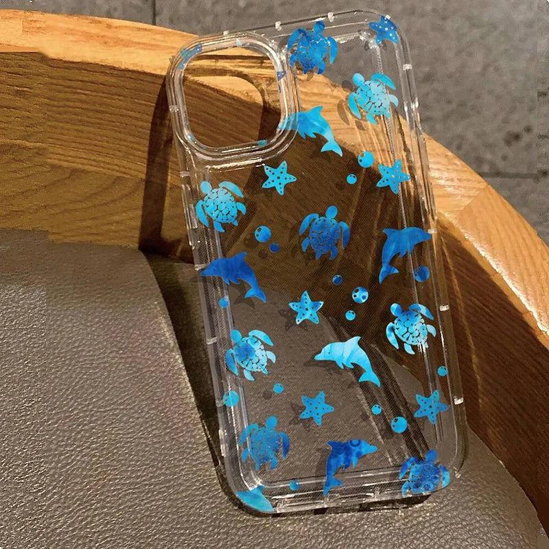 Summer Ocean Turtle Dolphin Print Clear Case for Xiaomi Redmi Note 12 4G Redmi Note 13 Pro Plus 5G 12S 11S 11 10S 10 9 9S Cover