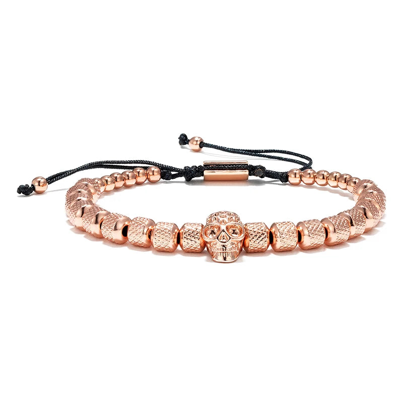 MKENDN Luxury Men Bracelets SKull Beads 6mm Stainless Steel Round Beads Braiding Friendship Bracelets For Men Father Gifts - Madeinsea©